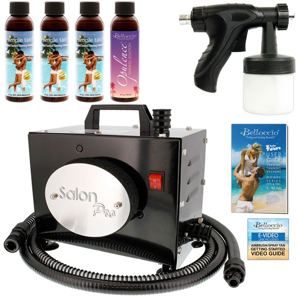 SALON PRO Sunless Airbrush TURBINE SPRAY TANNING SYSTEM 4 Simple Tan Solutions