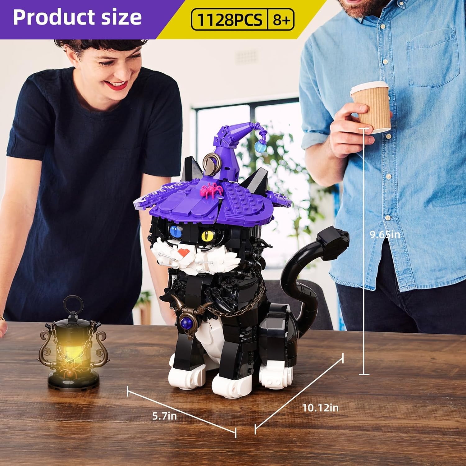 Remocguys Harry Magic Cat Building Sets Compatible with Lego Tuxedo Animal Potter with Lantern for Adults 1128PCS