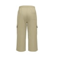 thumbnail image 5 of Oiangi Men's 3/4 Cargo Capris Elastic Waist Drawstring Hike Pants Baggy Open Bottom Summer Capri Pants with Multi-Pocket Khaki M, 5 of 9