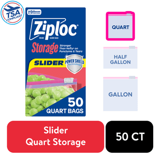 Great Value Fresh Seal Quart Storage Double Zipper Bags, 7x7¾ inch