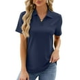 thumbnail image 1 of FAIWAD Women's Plus Size Summer Tops Short Sleeve V Neck Tunic Tops Summer Basic Lapel Pullover Tops, 1 of 3