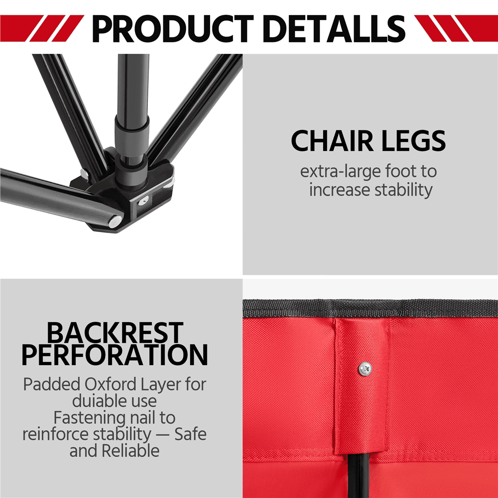 Renwick 6 Seats Portable Folding Bench for Sports Camping, Red