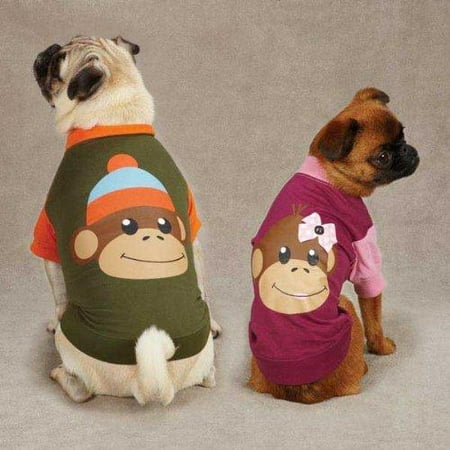 - East Side Collection Monkey Business Raglan Dog Tee Shirt TY GREEN XX-SMALL
