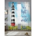 thumbnail image 2 of Summer Oil Painting Theme Sheer Curtains 84 Inch Long 2 Panels, Watercolor Ocean Lighthouse Light Filtering Rod Pocket Semi Sheer Curtains, Sheer Voile Drapes for Living Room Bedroom, 52"x84", 2 of 5
