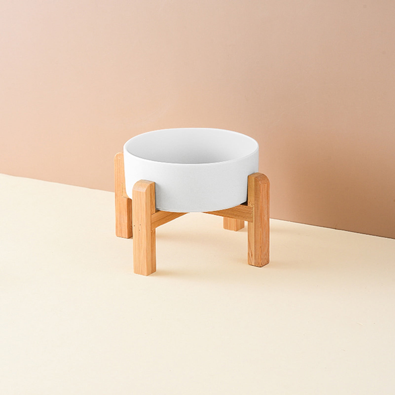 YIFAEUX 1800ml Elevated Ceramic Cat Bowl Raised Pet Food Bowl with Wooden Stand Anti Vomiting Dog Water Food Dish for Cats Small And Medium Dogs