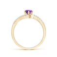 thumbnail image 2 of ANGARA Natural Prong-Set Amethyst Bypass Ring with Diamond Accents in 14K Yellow Gold for Women (Size-5mm) | February Birthstone, Birthday, Anniversary, Jewelry Gift for Women | Natural Amethyst Ring, 2 of 9