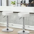 thumbnail image 2 of Costway Set of 2 Round Bar Stool PU Adjustable Swivel Pub Chair W/ Footrest White, 2 of 10
