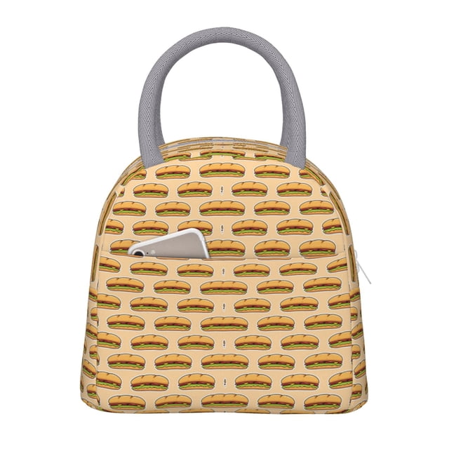 Fotbe Submarine Sub Sandwich Bolsa de Almuerzo con Estampado, Lonchera Aislada, Contenedor de Comida Reutilizable Tipo Cooler a Prueba de Fugas