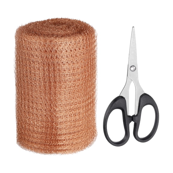 Copper Mesh Roll, 5 Inch x 29.5ft Copper Barrier Wire with Scissors, 15 Mesh