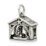 VSIRIUS Sterling Silver Antiqued Manger Charm QQC202