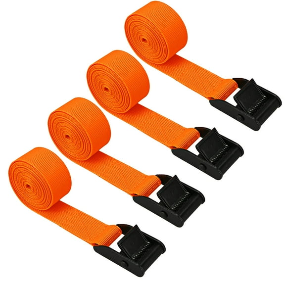 Lashing Strap Short Orange 1" x 6.5 ft, Cam Buckle Tie Down Straps Heavy Duty Secure Straps up to 700 lbs Capacity for Motorcycle,SUP, Kayak, Canoe, Surfboard, Cargo, Boat,Trailer, Luggage, Moving