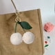 thumbnail image 5 of Llavero colgante de cerezas de piel de conejo sintético | Decoración de Fruta de Simulación de Peluche Suave | Accesorio de bolso, adorno del retrovisor del coche, gancho metálico desmontable |, 5 of 6