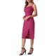 thumbnail image 4 of Vestido de cóctel de oficina sin mangas con abertura en el dobladillo para mujer, color rosa intenso, 4 of 6