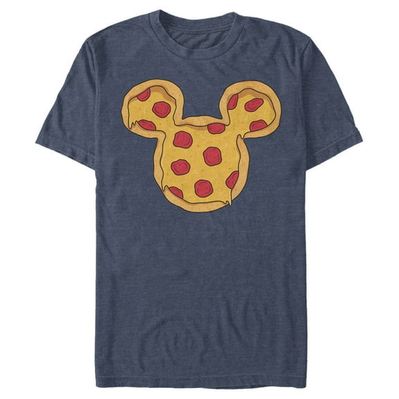 Men's Mickey & Friends Pizza Mickey Mouse Logo Graphic Tee Navy Blue Heather Large