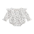 thumbnail image 1 of Infants Baby Girls Sweet Romper Ruffle Trim Long Sleeve  Neck Buttons Flower Printed Autumn Jumpsuits, 1 of 6