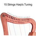 thumbnail image 7 of Walter.t 15-String Lyre Harp Wooden String Instrument with Carry Bag Strap Cleaning Cloth Tuning Wrench Pickup for Beginners, 7 of 7