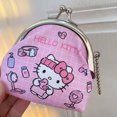 thumbnail image 3 of Monedero Sanrio Melody Kuromi Hello Kitty Cinnamoroll Pochacco con cierre de hierro y diseño de oso arcoíris de dibujos animados, monedero suelto, bolsas para guardar llaves, 3 of 5
