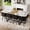 Black,White,Wood + Seats 8 + MDF,PU, variant on 9-Piece Square Dining Table Set, Fixed White Faux Marble & Wood Grain Triamine Tabletop with 8 Black PU Leather Chairs, Modern Kitchen Table Set for 8 People, Ideal for Family Gatherings, Dining Room