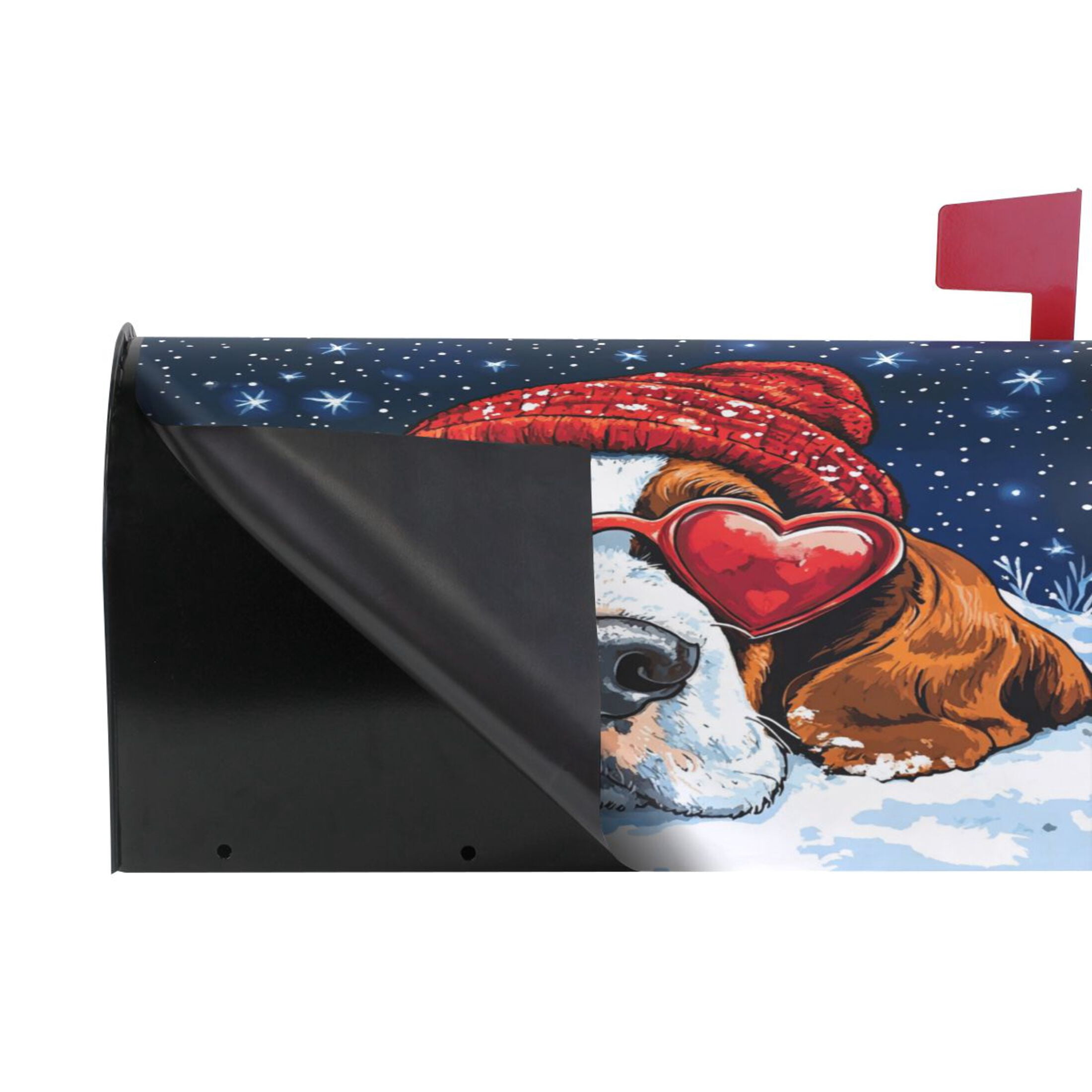WOBOGO Snow Basset Hound Mailbox Cover Magnetic for Garden Yard Home Decor Standard Size 25.4×20.78in