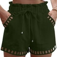 thumbnail image 5 of Riforla Ladies' Solid Color Thin Hollow Out Design Pocket Tight Waist Shorts for Women Green L, 5 of 9