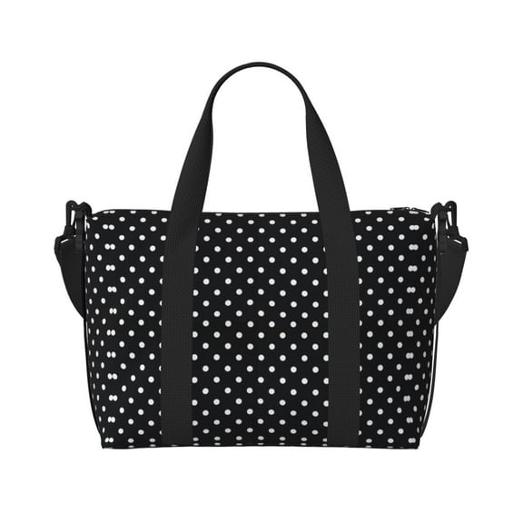 Travel Duffel Bag Black Polka Dot Sports Tote Gym Carry On Bag Overnight Crossbody Bag For Women Men