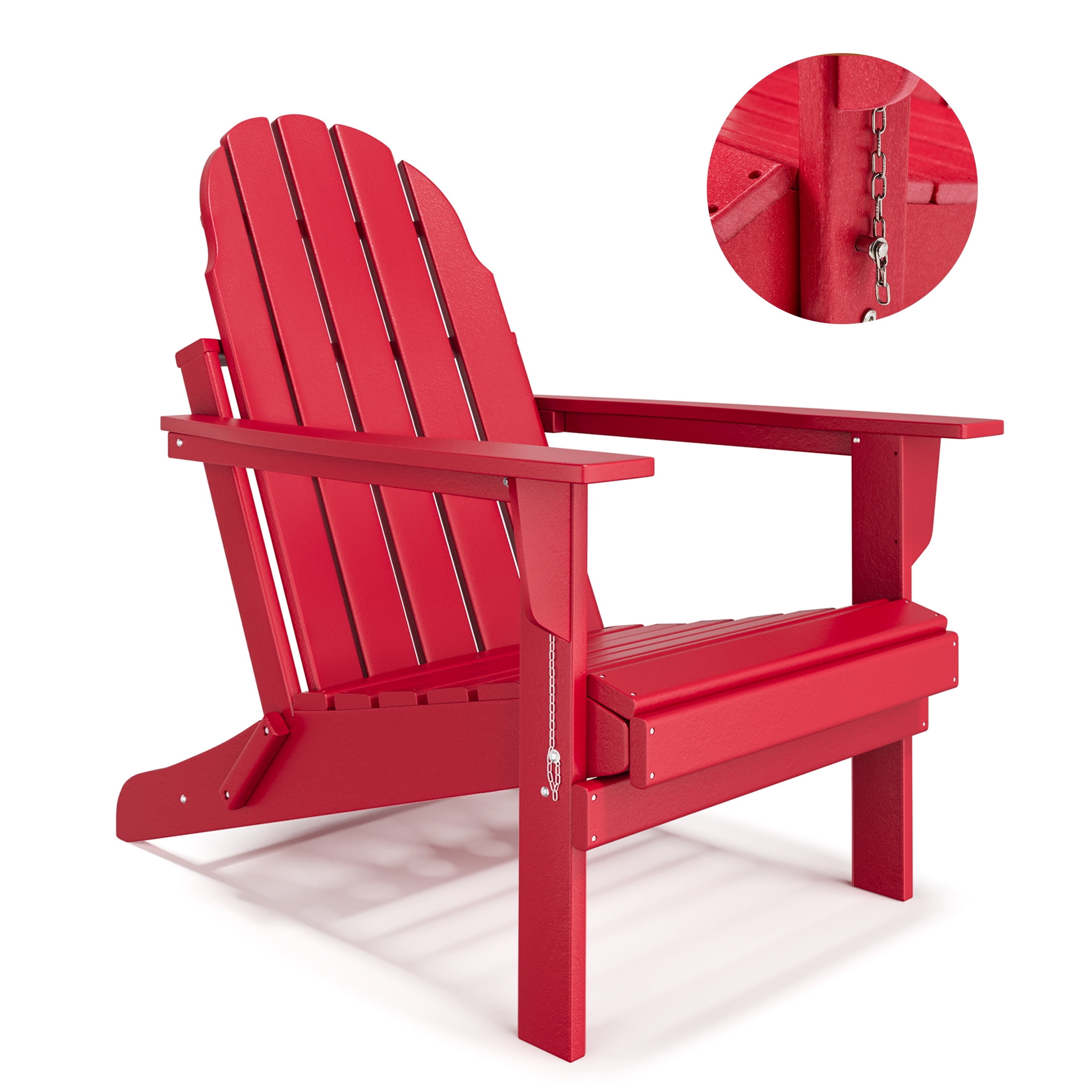 Erinnyees All-Weather Adirondack Chair,Folding Adirondack Outdoor Chair with Wooden Textured for Patio,Garden,Backyard and Lawn,Red