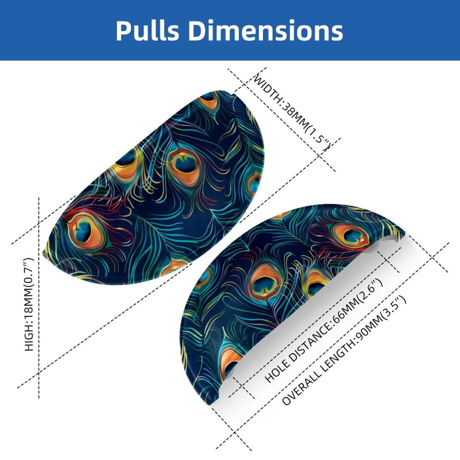 PhooArto 6 Pcs Cup Drawer Pulls, Peacock Feathers Pattern Shell Shape Handles Cabinet Knobs for Dresser Cupboard Closet Wardrobe with Screws