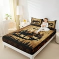 thumbnail image 4 of Manfei Rustic Farmhouse Queen Sheet Sets, Vintage Brown Sheet Set Queen, Wildlife Deer Bed Sheets Set Queen Size, Ultra Soft Bedroom Decoration, 4pcs, 4 of 7