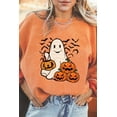 thumbnail image 2 of Women's Orange Halloween Ghost & Pumpkin Bat Print Pullover Sweatshirt - [ZhiHiMeRi] | (US 4-6)S, 2 of 9