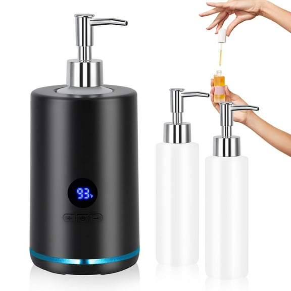 Massage Oil Warmer with Bottle Dispenser, Automatic Warmer Heated Oil Lotion Cream for Spa, Salon and Barber Shops, Digital Display Electric Massage Oil Heater, Black