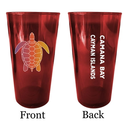 

Camp Mokuleia Beach Hawaii Souvenir 16 oz Red Plastic Pint Glass 4-Pack