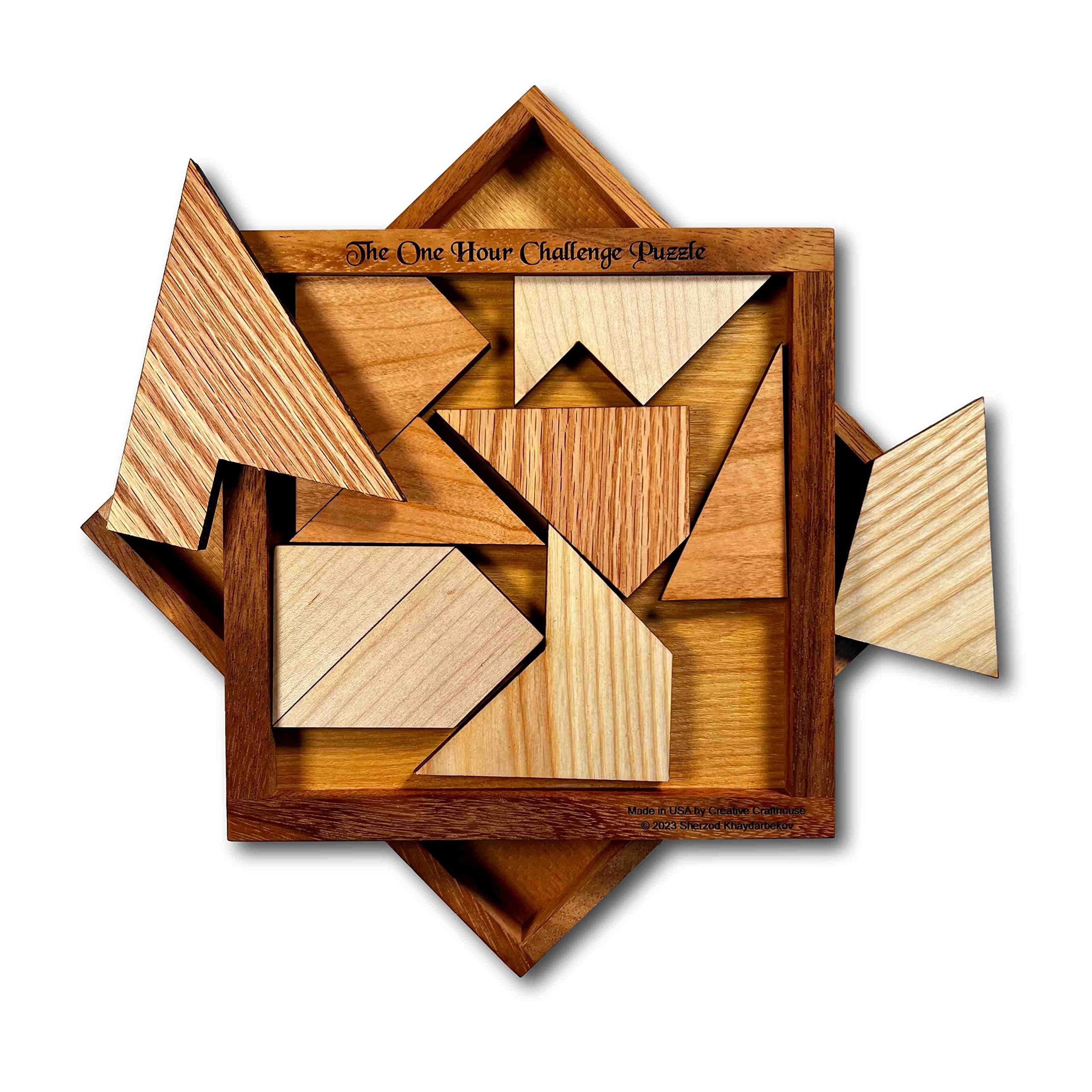 Tavern Puzzle - Collaborative Effort Brain Teaser, Handcrafted 6mm Steel, Intermediate Level, Includes Cloth Bag