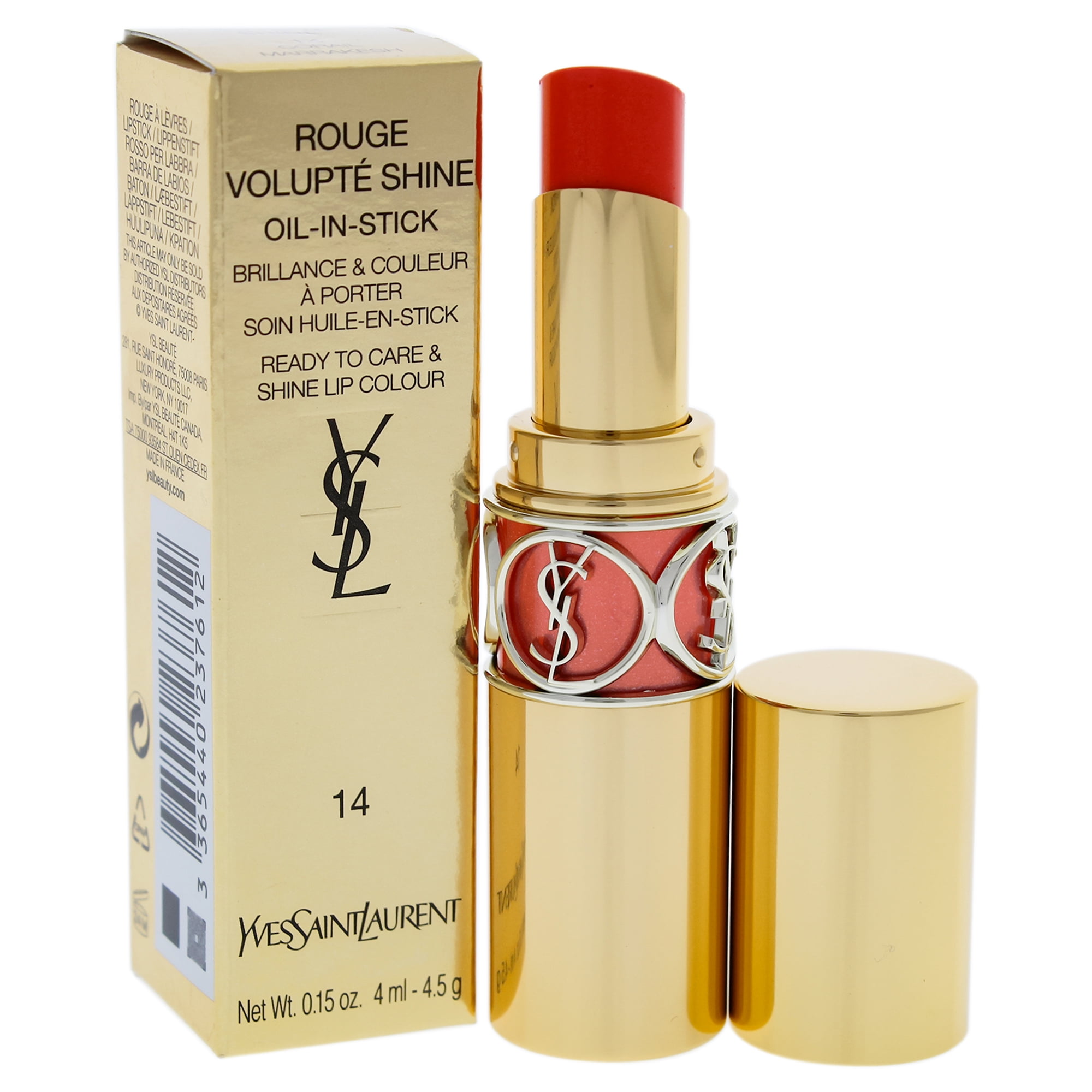 Rouge Volupte Shine Lipstick 14 Corail in Touch by Yves Saint Laurent for Women 0.15 oz Lipsti Walmart