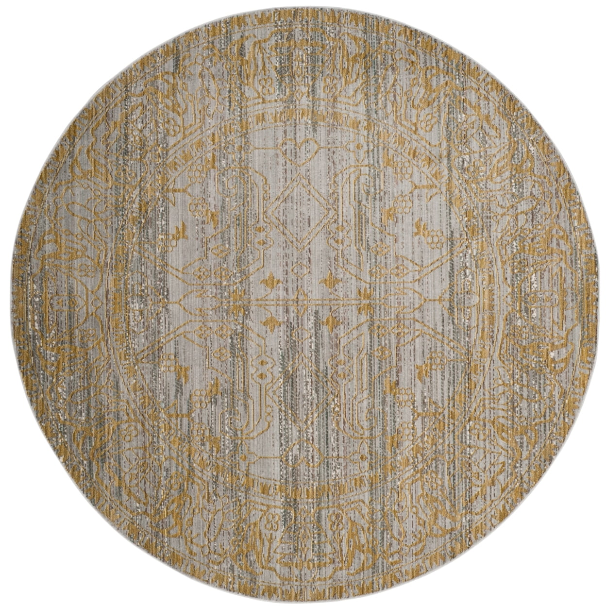 SAFAVIEH Valencia Julian Overdyed Polyester Runner Rug, Grey/Gold, 2'3" x 10'