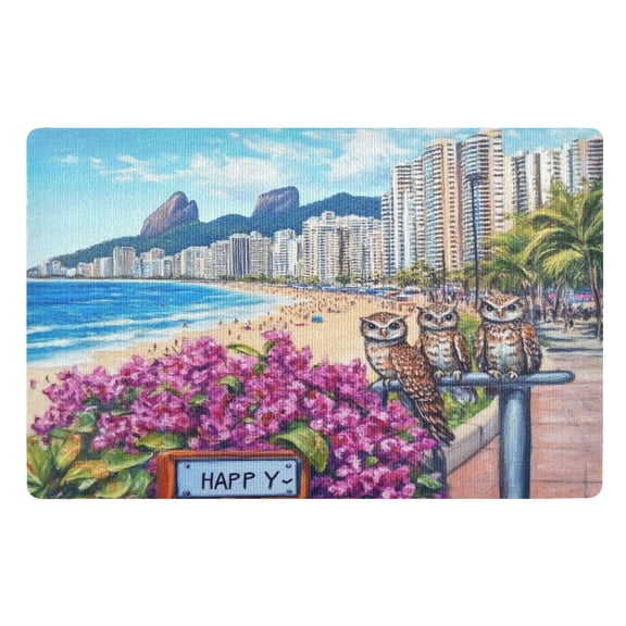 BZSMCE Floor Mats 32x20in Owls Play by The Sea Creativity Doormats