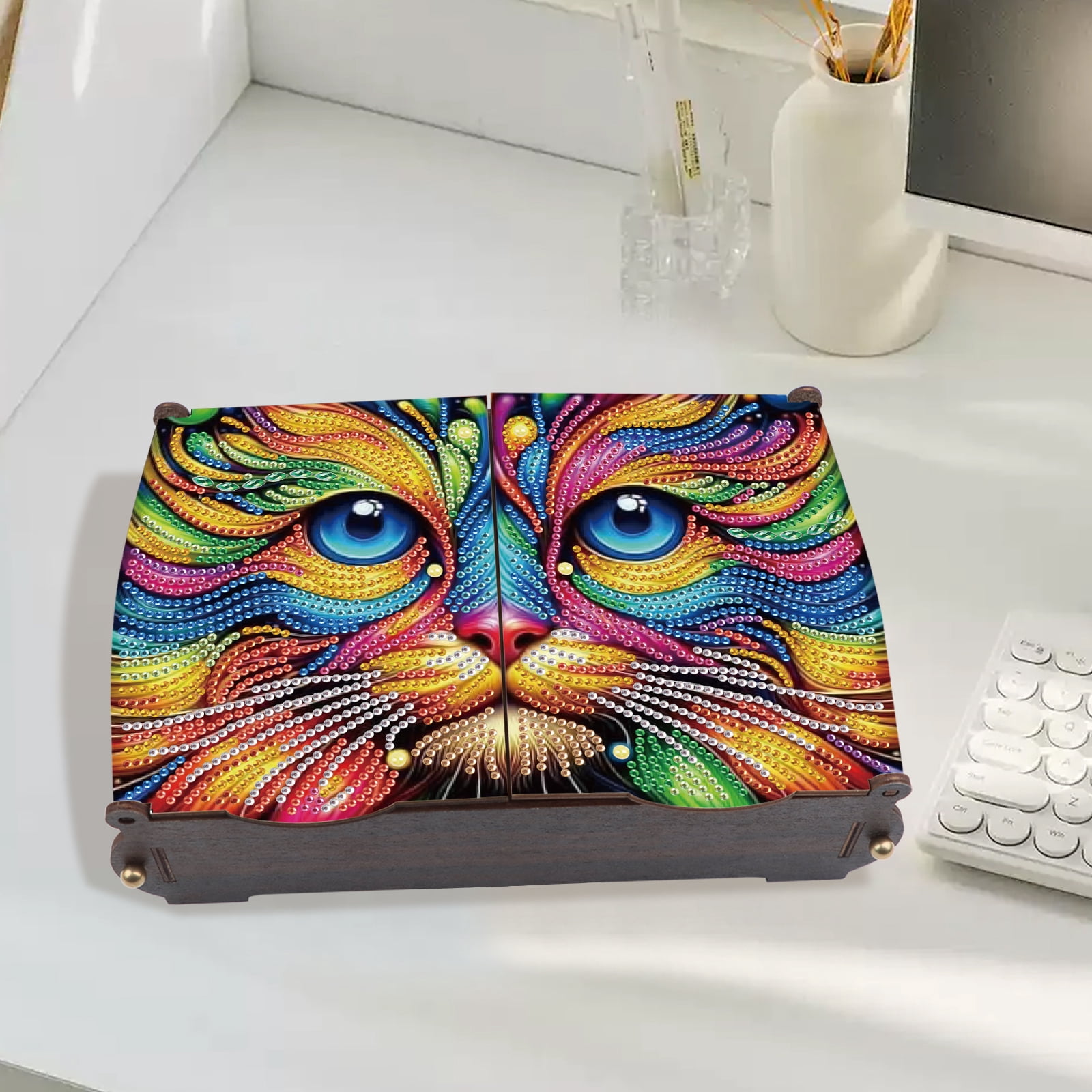 Diamond Painting Kit Storage Box, Colorful Owl DIY Multifunctional Craft Storage Box, Ideal for Home Office Holiday Gifts