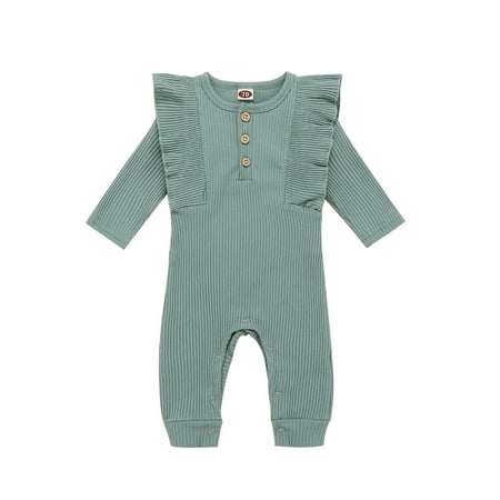 

Baby Boys Girls Long Sleeve Solid Ruffles Romper Jumpsuit