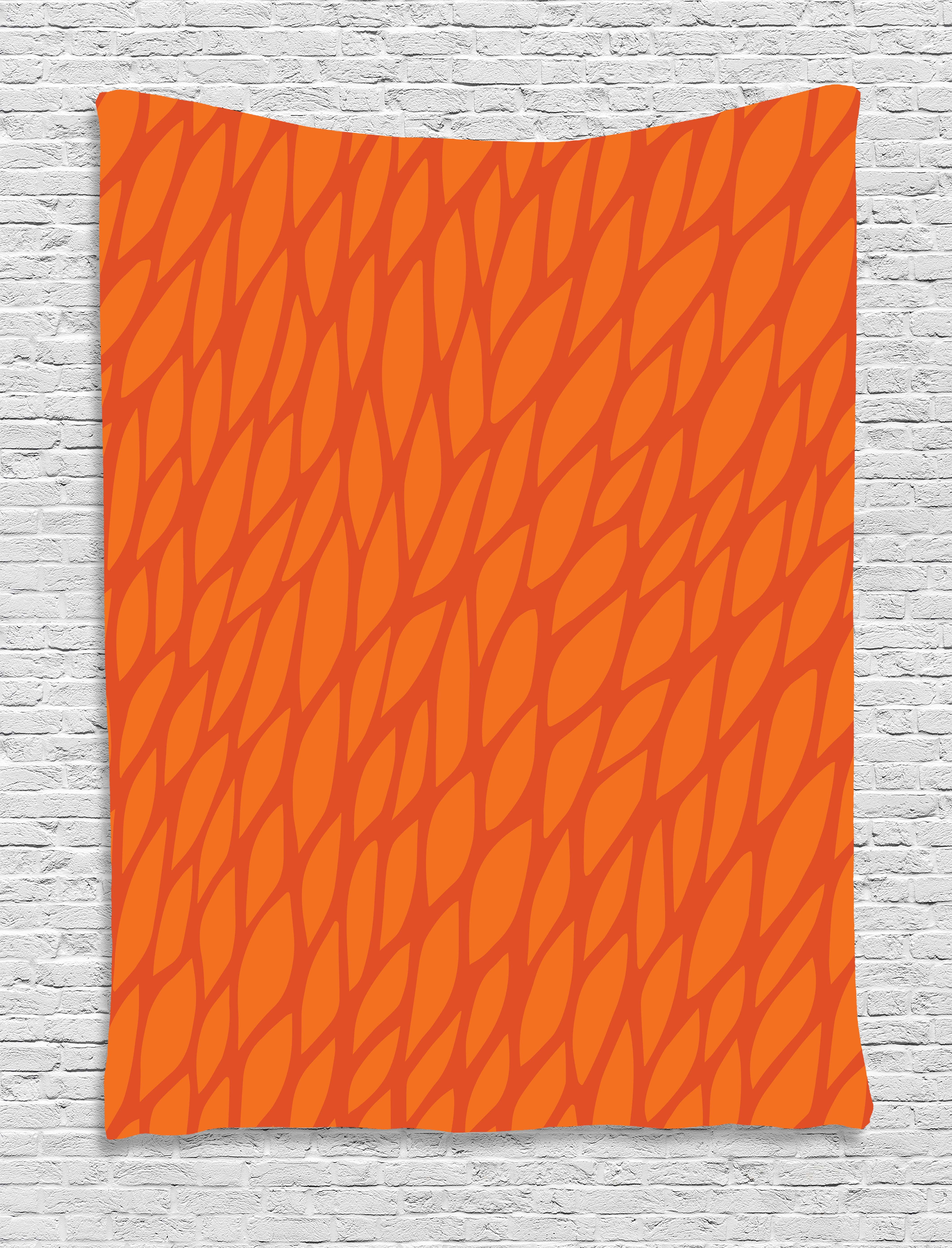 Burnt Orange Tapestry, Abstract Foliage Leaves Pattern Sketch Nature