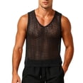 thumbnail image 2 of VSSSJ Men's Crochet Tank Tops Hollow Out Loose Knit Summer Sleeveless Tops Crew Neck Casual Vacation Beach See Through T Shirts Black Free Size, 2 of 5