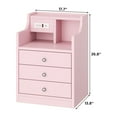 thumbnail image 2 of Afuhokles Nightstand with Charging Station, Night Stand with Hutch and Storage Drawers, Pink, 2 of 9
