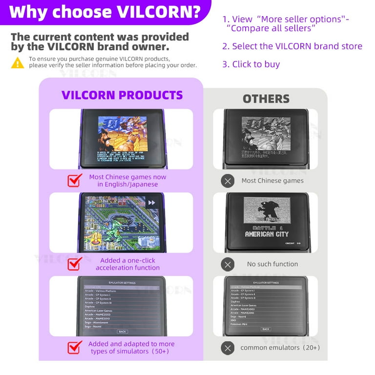 VILCORN R36S Handheld Video Game System 128G, Purple, for Gift