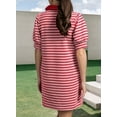 thumbnail image 6 of Women'S Summer Casual Striped V Neck Short Sleeve Flowy A Line Mini Dresses Red XL, 6 of 8
