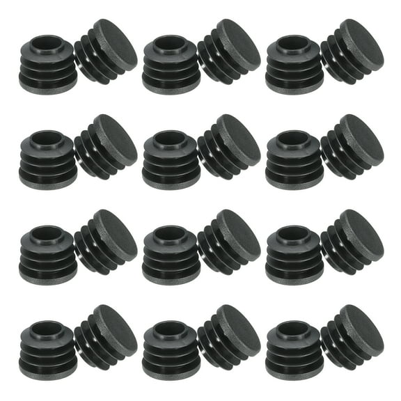 Round Plastic Hole Plugs 7/8inch, Pipe Tubing End Cap, Black 24 Pack