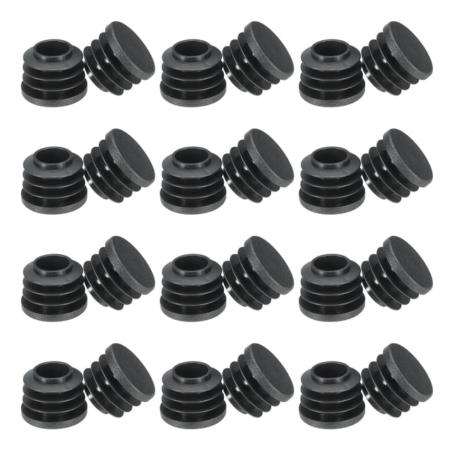 Tapones de agujero de plástico redondos de 7/8 pulgadas, tapa de extremo de tubería, negra, paquete de 24