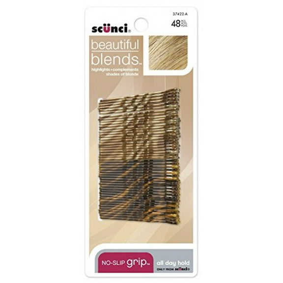 Scunci No-slip Grip Beautiful Blends Blonde Bobby Pins, - 2 Packs Of 48 Count = 96 Count