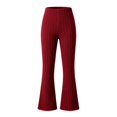 thumbnail image 4 of Mooqilaa Girls Flare Leggings Size 12-13 Years, Ribbed Knit Stretchy Casual High Waist Flare Pants Red, 4 of 7