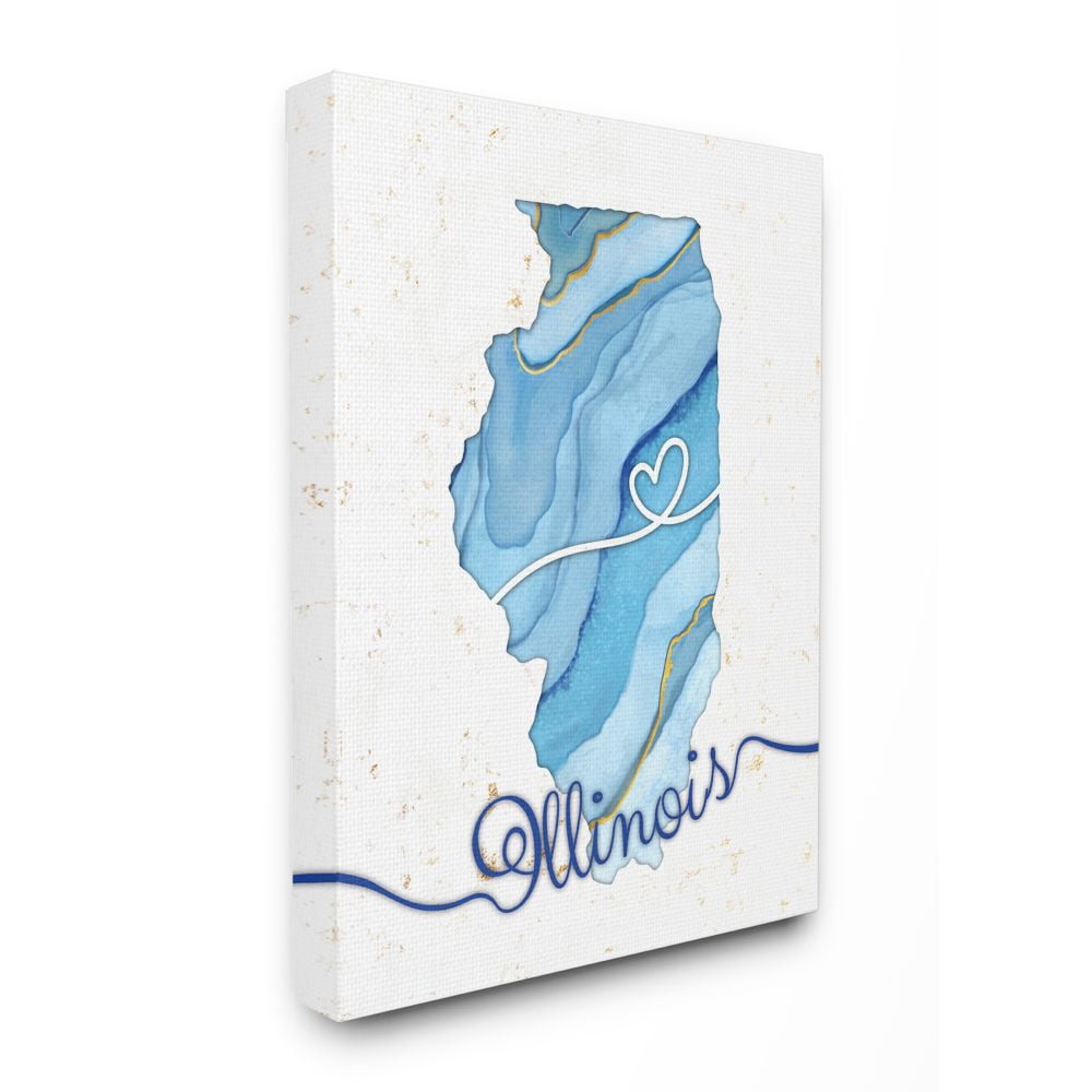 Stupell Industries Illinois Agate Blue US State Design Canvas Wall Art by Ziwei Li