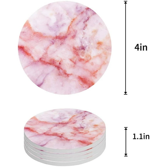 FMSHPON Marble Set of 8 Round Coaster for Drinks, Absorbent Ceramic Stone Coasters Cup Mat with Cork Base for Home Kitchen Room Coffee Table Bar Decor