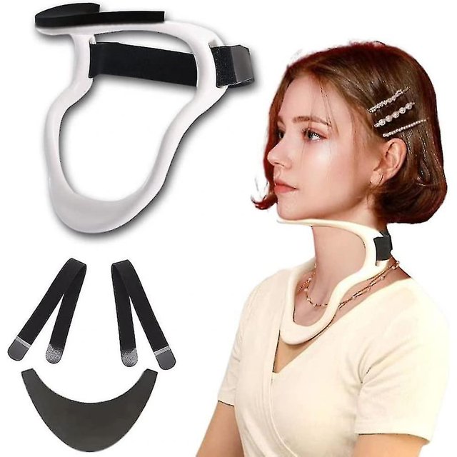 Camilla para el cuello, collarín y collarín ajustable, corrector de postura ergonómico, dispositivo de tracción para el cuello para aliviar el dolor de cuello GNT