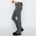thumbnail image 3 of Ladies Basic Pants Slim Fit Solid Color Y2K Style Vacation Outfit (Black S), 3 of 6